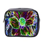 Abstract Garden Peony In Black And Blue Mini Toiletries Bag (Two Sides) Front