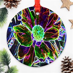 Abstract Garden Peony In Black And Blue Ornament (round) by myrubiogarden