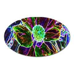 Abstract Garden Peony In Black And Blue Oval Magnet by myrubiogarden