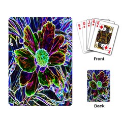 Abstract Garden Peony In Black And Blue Playing Cards Single Design by myrubiogarden