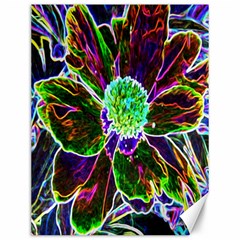 Abstract Garden Peony In Black And Blue Canvas 12  X 16  by myrubiogarden