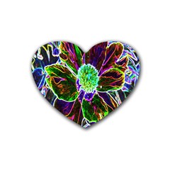 Abstract Garden Peony In Black And Blue Heart Coaster (4 Pack)  by myrubiogarden