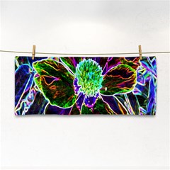 Abstract Garden Peony In Black And Blue Hand Towel by myrubiogarden