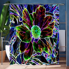 Abstract Garden Peony In Black And Blue Shower Curtain 60  X 72  (medium)  by myrubiogarden