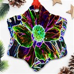 Abstract Garden Peony In Black And Blue Ornament (Snowflake) Front