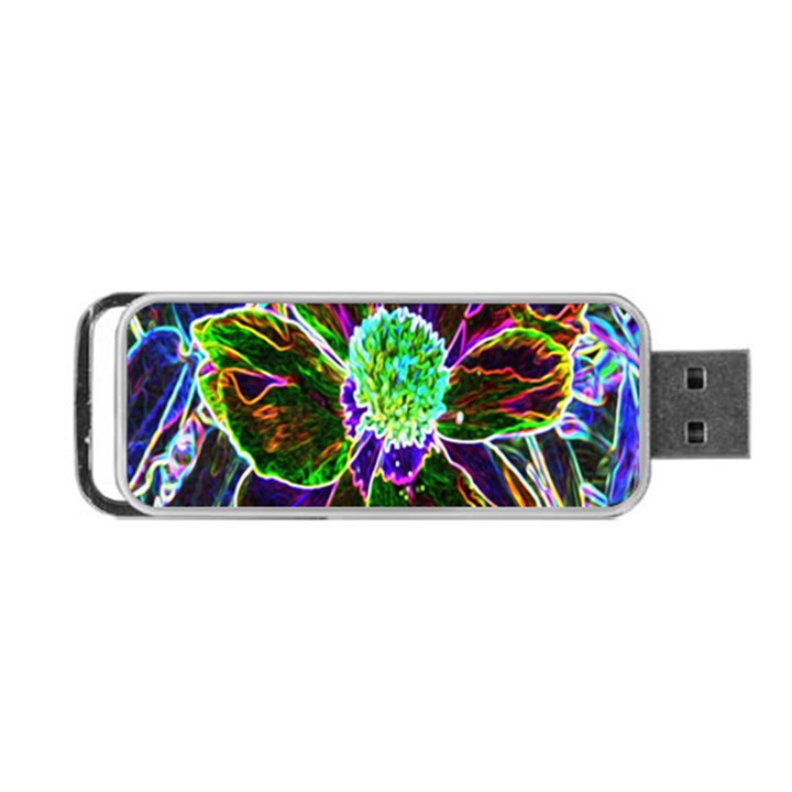 Abstract Garden Peony In Black And Blue Portable USB Flash (One Side)