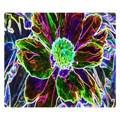 Abstract Garden Peony In Black And Blue Double Sided Flano Blanket (small)  by myrubiogarden