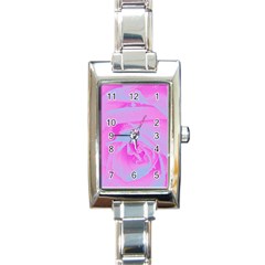 Perfect Hot Pink And Light Blue Rose Detail Rectangle Italian Charm Watch by myrubiogarden