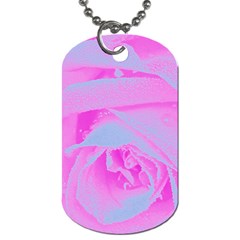 Perfect Hot Pink And Light Blue Rose Detail Dog Tag (one Side) by myrubiogarden