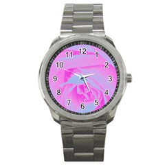 Perfect Hot Pink And Light Blue Rose Detail Sport Metal Watch by myrubiogarden