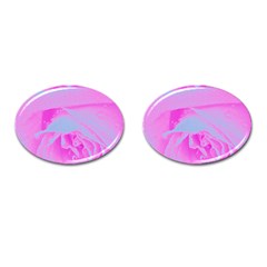 Perfect Hot Pink And Light Blue Rose Detail Cufflinks (oval) by myrubiogarden