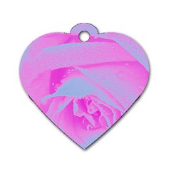 Perfect Hot Pink And Light Blue Rose Detail Dog Tag Heart (one Side) by myrubiogarden