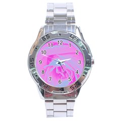 Perfect Hot Pink And Light Blue Rose Detail Stainless Steel Analogue Watch by myrubiogarden