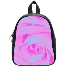 Perfect Hot Pink And Light Blue Rose Detail School Bag (small) by myrubiogarden