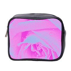 Perfect Hot Pink And Light Blue Rose Detail Mini Toiletries Bag (two Sides) by myrubiogarden