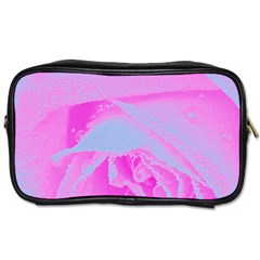 Perfect Hot Pink And Light Blue Rose Detail Toiletries Bag (one Side) by myrubiogarden