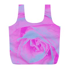 Perfect Hot Pink And Light Blue Rose Detail Full Print Recycle Bag (l) by myrubiogarden