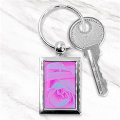 Perfect Hot Pink And Light Blue Rose Detail Key Chains (rectangle)  by myrubiogarden