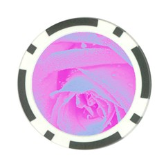 Perfect Hot Pink And Light Blue Rose Detail Poker Chip Card Guard by myrubiogarden