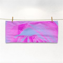 Perfect Hot Pink And Light Blue Rose Detail Hand Towel by myrubiogarden