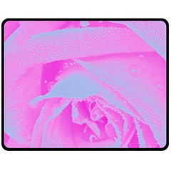 Perfect Hot Pink And Light Blue Rose Detail Fleece Blanket (medium)  by myrubiogarden