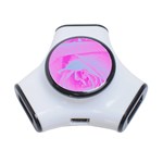 Perfect Hot Pink And Light Blue Rose Detail 3-Port USB Hub Front