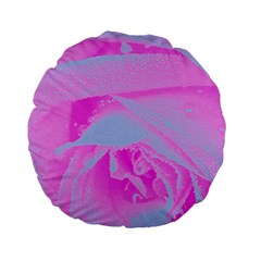 Perfect Hot Pink And Light Blue Rose Detail Standard 15  Premium Round Cushions by myrubiogarden