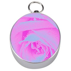 Perfect Hot Pink And Light Blue Rose Detail Silver Compasses by myrubiogarden