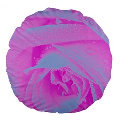 Perfect Hot Pink And Light Blue Rose Detail Large 18  Premium Flano Round Cushions by myrubiogarden