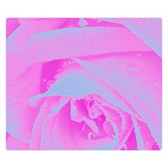 Perfect Hot Pink And Light Blue Rose Detail Double Sided Flano Blanket (small)  by myrubiogarden