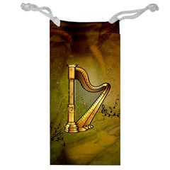 Wonderful Golden Harp On Vintage Background Jewelry Bag by FantasyWorld7