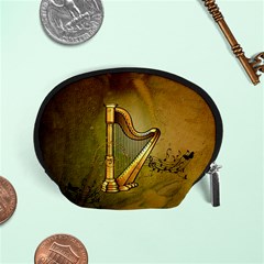 Wonderful Golden Harp On Vintage Background Accessory Pouch (small) by FantasyWorld7