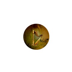 Wonderful Golden Harp On Vintage Background 1  Mini Buttons by FantasyWorld7