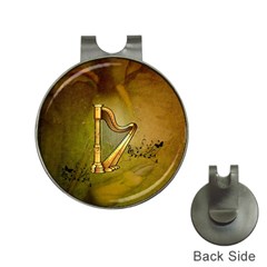 Wonderful Golden Harp On Vintage Background Hat Clips With Golf Markers by FantasyWorld7