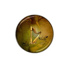 Wonderful Golden Harp On Vintage Background Hat Clip Ball Marker by FantasyWorld7