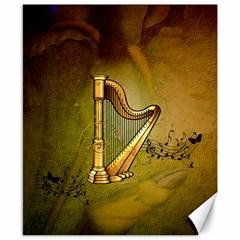 Wonderful Golden Harp On Vintage Background Canvas 8  X 10  by FantasyWorld7