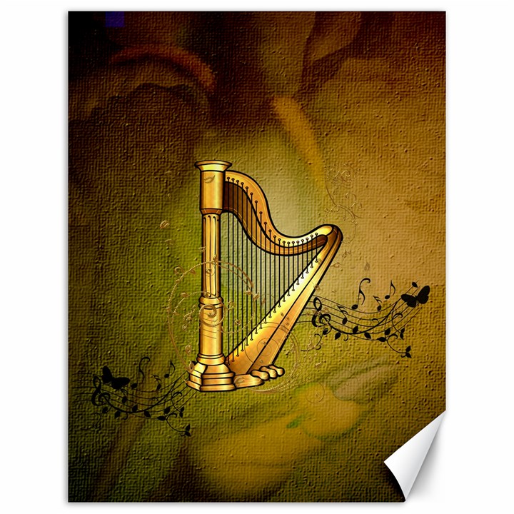 Wonderful Golden Harp On Vintage Background Canvas 12  x 16 