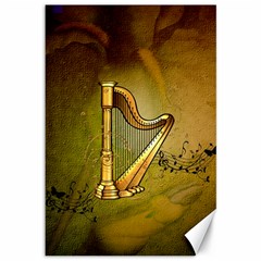 Wonderful Golden Harp On Vintage Background Canvas 12  X 18  by FantasyWorld7