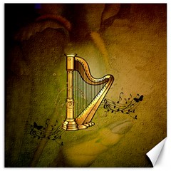 Wonderful Golden Harp On Vintage Background Canvas 16  X 16  by FantasyWorld7