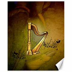 Wonderful Golden Harp On Vintage Background Canvas 16  X 20  by FantasyWorld7