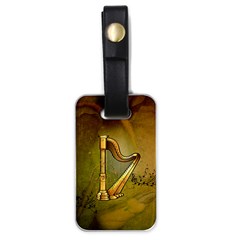 Wonderful Golden Harp On Vintage Background Luggage Tags (one Side)  by FantasyWorld7