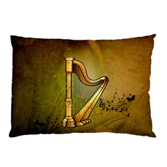 Wonderful Golden Harp On Vintage Background Pillow Case (two Sides) by FantasyWorld7