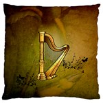 Wonderful Golden Harp On Vintage Background Large Cushion Case (One Side) Front