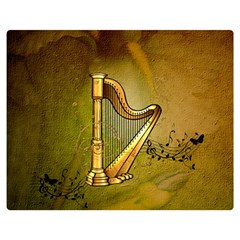 Wonderful Golden Harp On Vintage Background Double Sided Flano Blanket (medium)  by FantasyWorld7