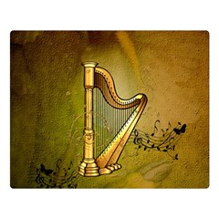 Wonderful Golden Harp On Vintage Background Double Sided Flano Blanket (large)  by FantasyWorld7