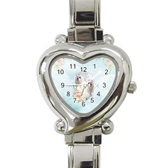 Cute Little Maltese With Flowers Heart Italian Charm Watch by FantasyWorld7