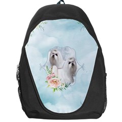 Cute Little Maltese With Flowers Backpack Bag by FantasyWorld7