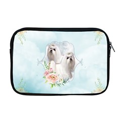 Cute Little Maltese With Flowers Apple Macbook Pro 17  Zipper Case by FantasyWorld7