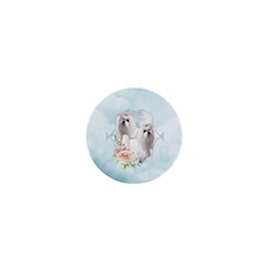 Cute Little Maltese With Flowers 1  Mini Buttons by FantasyWorld7