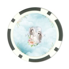 Cute Little Maltese With Flowers Poker Chip Card Guard (10 Pack) by FantasyWorld7